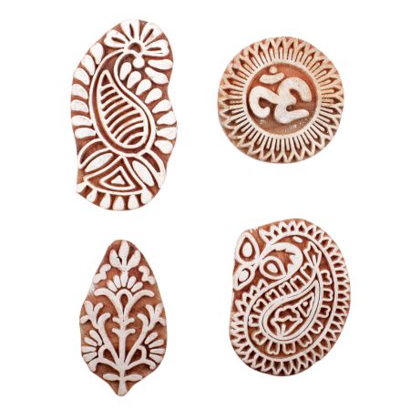 Set of 4 Piece New Mix Wooden Printing Block